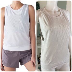 lululemon Breeze By Muscle Tank II White Mesh Athletic Tank XSmall/Small